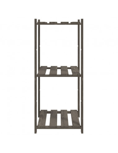 Scaffale a 3 Livelli Grigio 60x38x90 cm in Legno di Pino