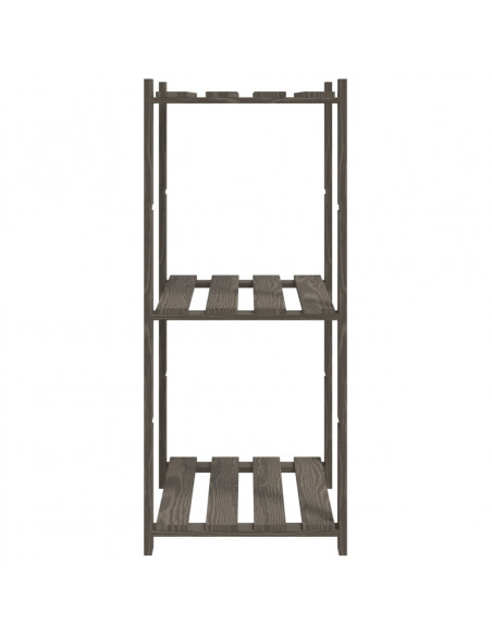 Scaffale a 3 Livelli Grigio 60x38x90 cm in Legno di Pino