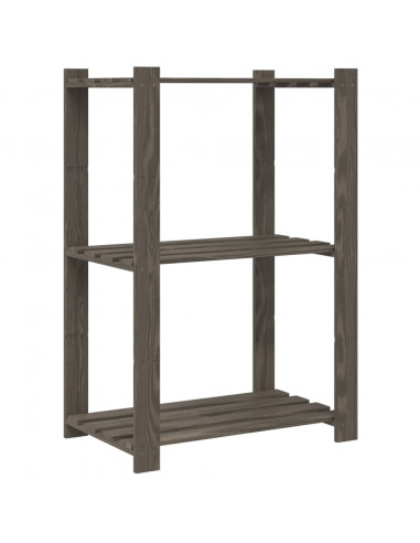 Scaffale a 3 Livelli Grigio 60x38x90 cm in Legno di Pino