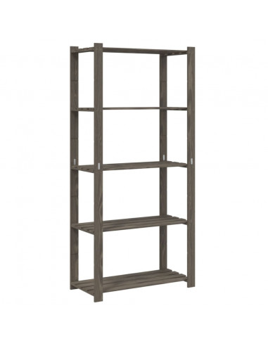 Scaffale a 5 Livelli Grigio 80x38x170 cm in Legno di Pino
