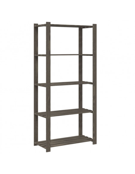 Scaffale a 5 Livelli Grigio 80x38x170 cm in Legno di Pino