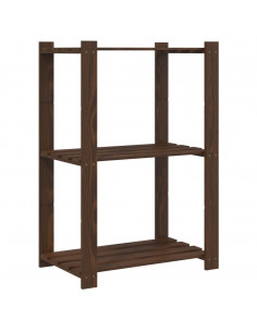 Scaffale a 3 Livelli Marrone 60x38x90 cm in Legno di Pino 2