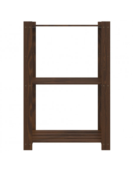 Scaffale a 3 Livelli Marrone 60x38x90 cm in Legno di Pino