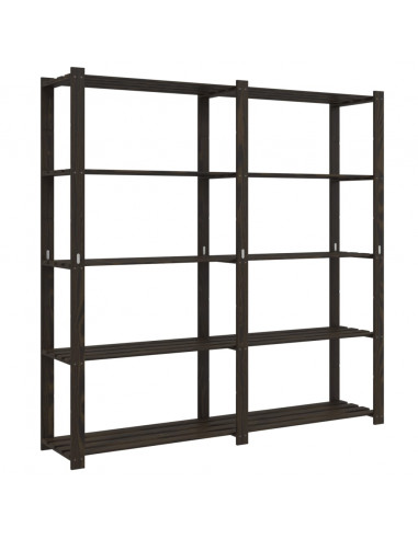 Scaffale a 5 Livelli Nero 170x38x170 cm in Legno di Pino