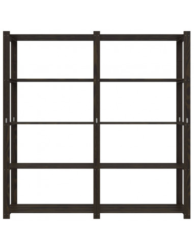 Scaffale a 5 Livelli Nero 170x38x170 cm in Legno di Pino