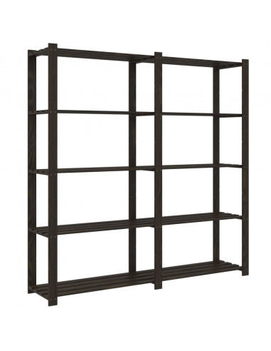 Scaffale a 5 Livelli Nero 170x38x170 cm in Legno di Pino
