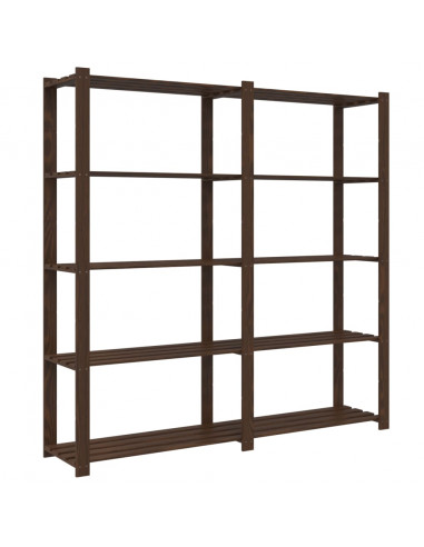 Scaffale a 5 Livelli Marrone 170x38x170 cm in Legno di Pino