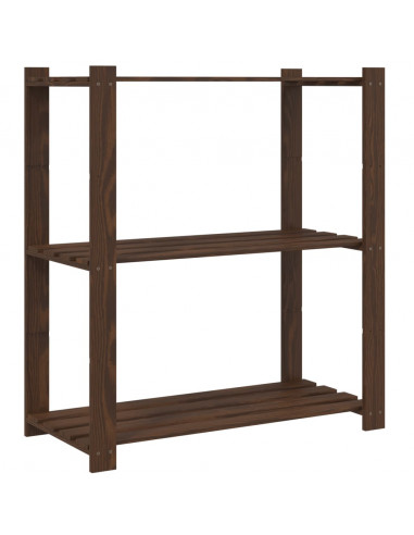 Scaffale a 3 Livelli Marrone 80x38x90 cm in Legno di Pino