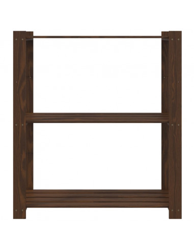 Scaffale a 3 Livelli Marrone 80x38x90 cm in Legno di Pino