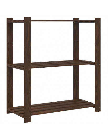 Scaffale a 3 Livelli Marrone 80x38x90 cm in Legno di Pino