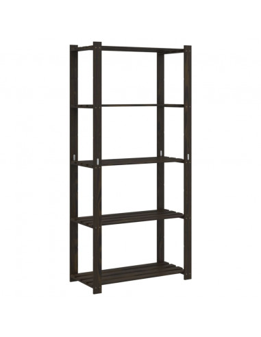 Scaffale a 5 Livelli Nero 80x38x170 cm in Legno di Pino