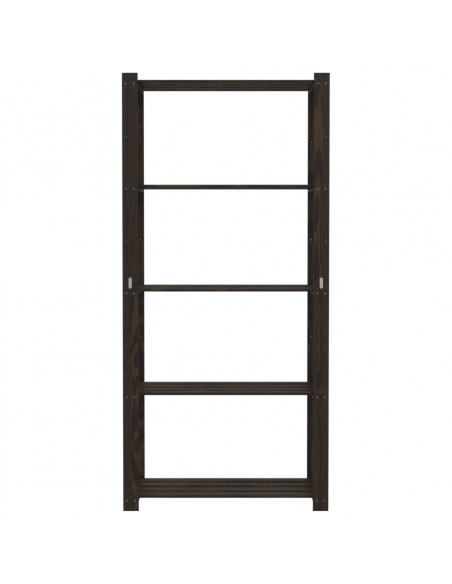Scaffale a 5 Livelli Nero 80x38x170 cm in Legno di Pino