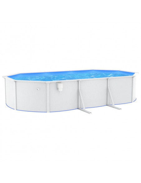 Piscina con Pareti in Acciaio Ovale 610x360x120 cm Bianca
