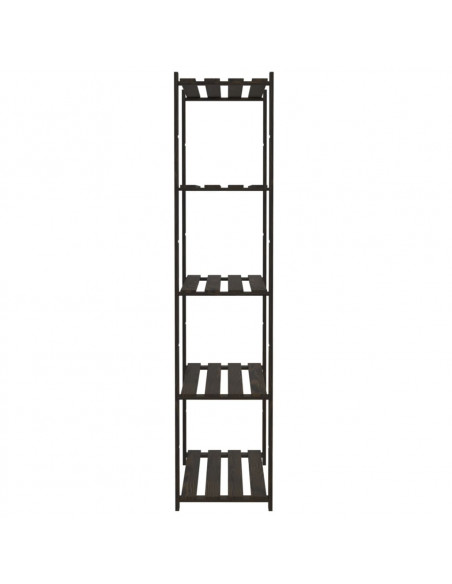 Scaffale a 5 Livelli Nero 80x38x170 cm in Legno di Pino