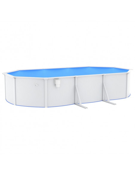 Piscina con Pareti in Acciaio Ovale 610x360x120 cm Bianca