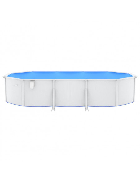 Piscina con Pareti in Acciaio Ovale 610x360x120 cm Bianca