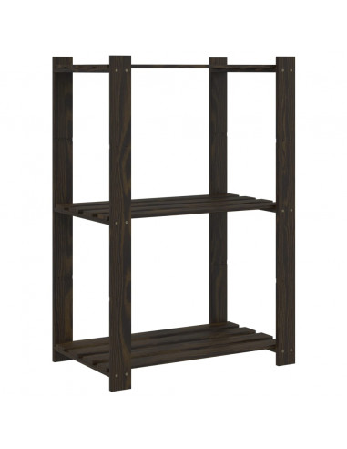 Scaffale a 3 Livelli Nero 60x38x90 cm in Legno Massello di Pino