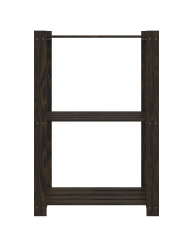 Scaffale a 3 Livelli Nero 60x38x90 cm in Legno Massello di Pino