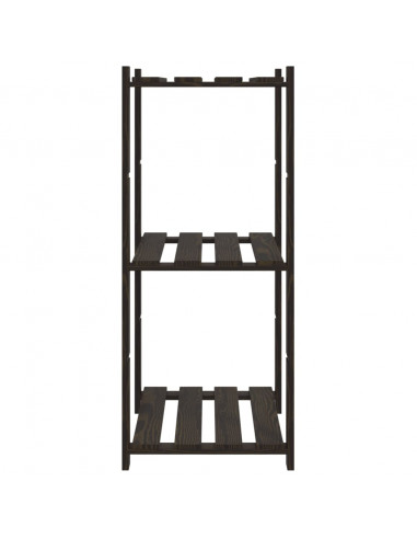Scaffale a 3 Livelli Nero 60x38x90 cm in Legno Massello di Pino