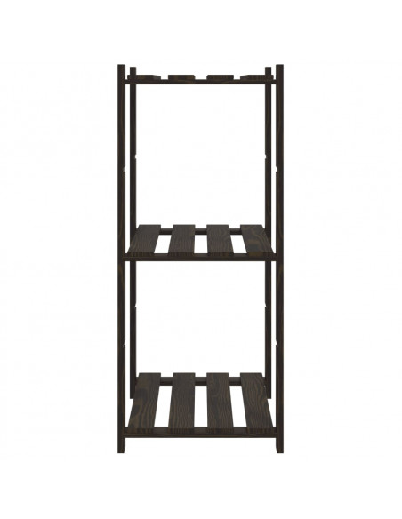 Scaffale a 3 Livelli Nero 60x38x90 cm in Legno Massello di Pino