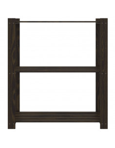 Scaffale a 3 Livelli Nero 80x38x90 cm in Legno Massello di Pino 2