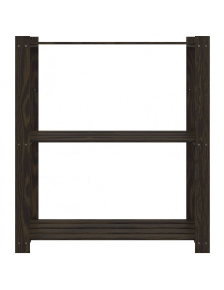 Scaffale a 3 Livelli Nero 80x38x90 cm in Legno Massello di Pino