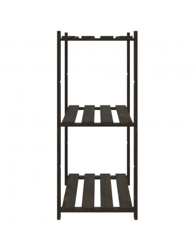 Scaffale a 3 Livelli Nero 80x38x90 cm in Legno Massello di Pino