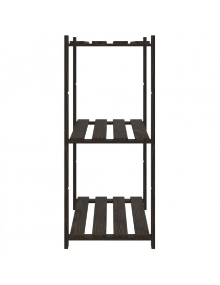 Scaffale a 3 Livelli Nero 80x38x90 cm in Legno Massello di Pino
