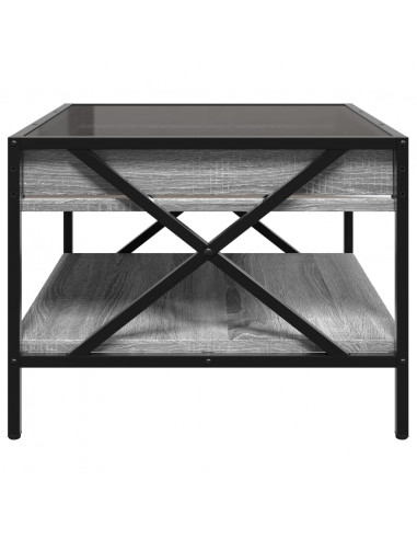 Tavolino da Salotto con LED Infinity Grigio Sonoma 50x50x38 cm