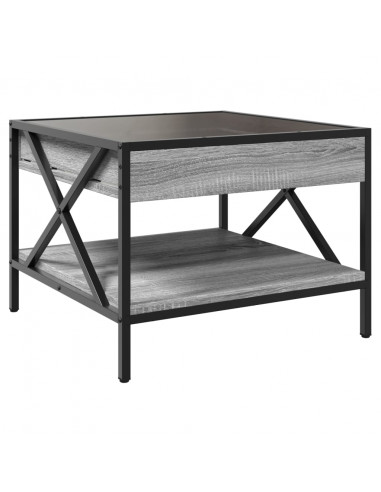 Tavolino da Salotto con LED Infinity Grigio Sonoma 50x50x38 cm