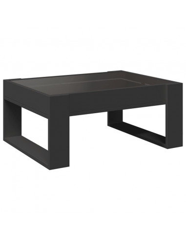 Tavolino da Salotto con LED Infinity Nero 70x53x30 cm