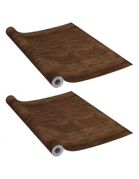 Pellicole Autoadesive Mobili 2 pz Rovere Scuro 500x90 cm PVC