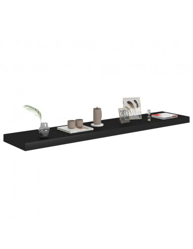 Scaffale a Parete Nero 120x23,5x3,8 cm in MDF
