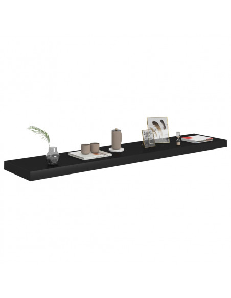 Scaffale a Parete Nero 120x23,5x3,8 cm in MDF