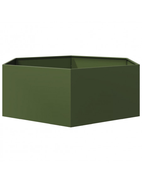 Fioriera da Giardino Verde Oliva Esagono 138x120x45 cm Acciaio