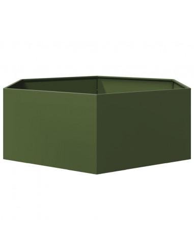 Fioriera da Giardino Verde Oliva Esagono 138x120x45 cm Acciaio