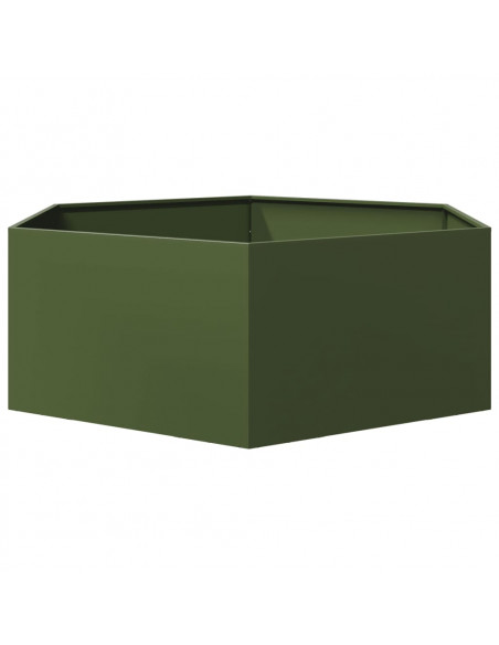 Fioriera da Giardino Verde Oliva Esagono 138x120x45 cm Acciaio