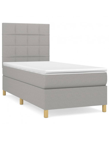 Giroletto a Molle con Materasso Grigio Chiaro 90x190 cm Tessuto