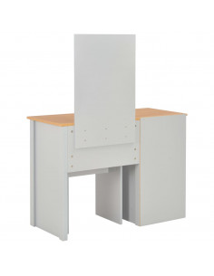 Tavolo da Trucco con Specchio e Sgabello Grigio 104x45x131 cm 2