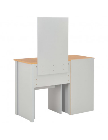 Tavolo da Trucco con Specchio e Sgabello Grigio 104x45x131 cm