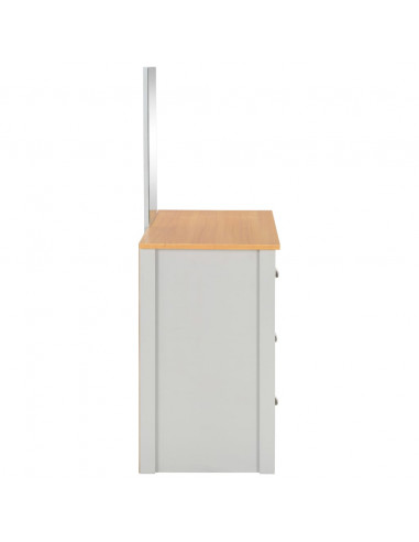 Tavolo da Trucco con Specchio e Sgabello Grigio 104x45x131 cm