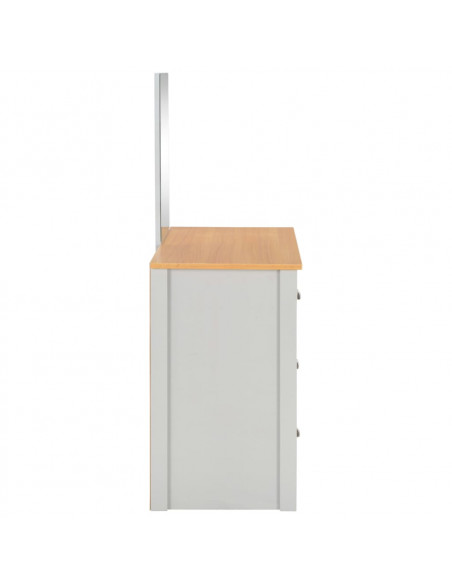 Tavolo da Trucco con Specchio e Sgabello Grigio 104x45x131 cm