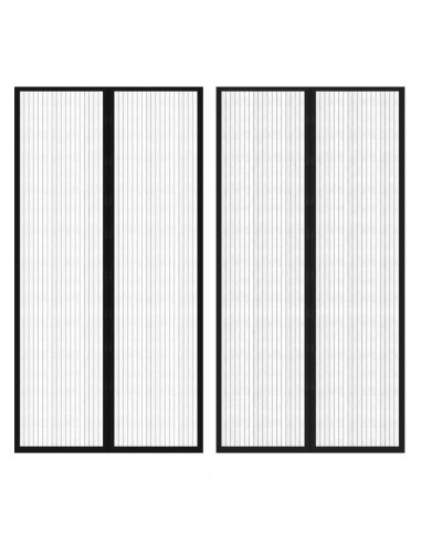 Tende Antimosche per Porta 2 pz 210 x 100 cm 2pz Magneti Nera
