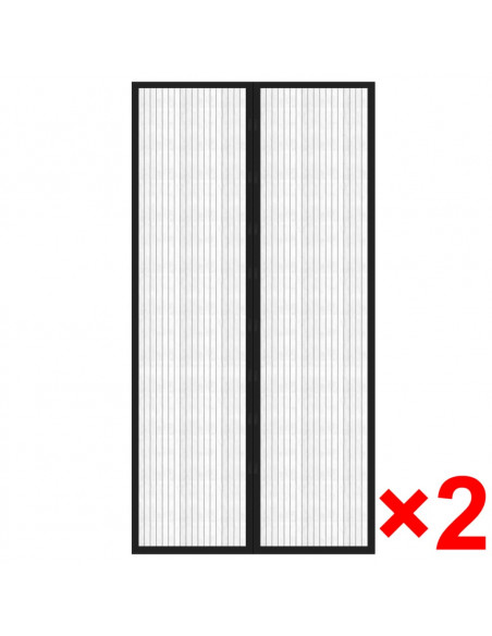 Tende Antimosche per Porta 2 pz 210 x 100 cm 2pz Magneti Nera