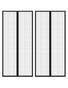 Tende Antimosche 2 pz per Porte con Magneti Nere 210x90 cm 2