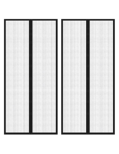 Tende Antimosche 2 pz per Porte con Magneti Nere 210x90 cm