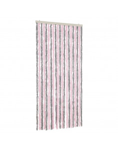 Tenda Antimosche Grigio Argento e Rosa 90x220 cm in Ciniglia 2