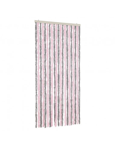 Tenda Antimosche Grigio Argento e Rosa 90x220 cm in Ciniglia