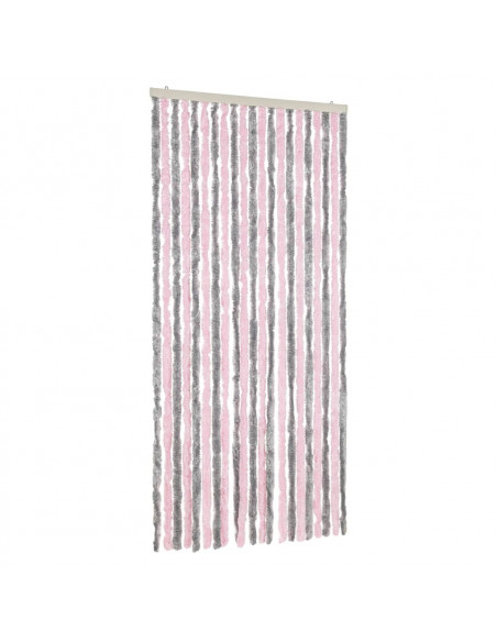 Tenda Antimosche Grigio Argento e Rosa 90x220 cm in Ciniglia