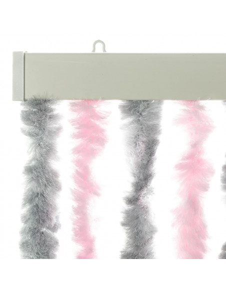 Tenda Antimosche Grigio Argento e Rosa 90x220 cm in Ciniglia
